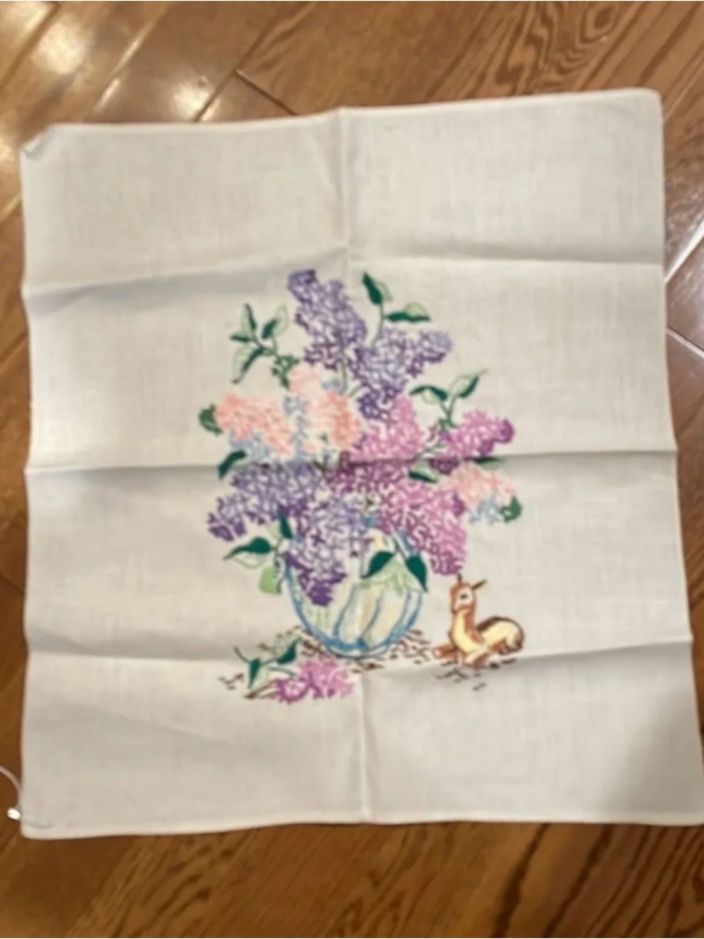 Vintage Crewel-Finished Edges-Unframed